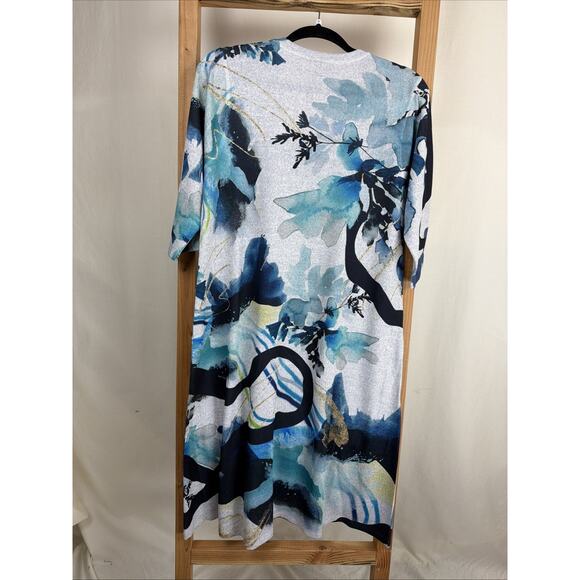 NWT Inoah Multicolor V Neck Front Pockets Art to Wear Dress #1130 SMALL - Picture 3 of 4